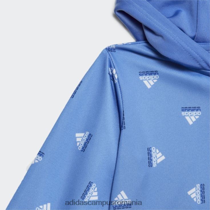 adidas campus romania costum de trening adidas din poliester lucios cu brandlove copii albastru met/albastru J266N211649