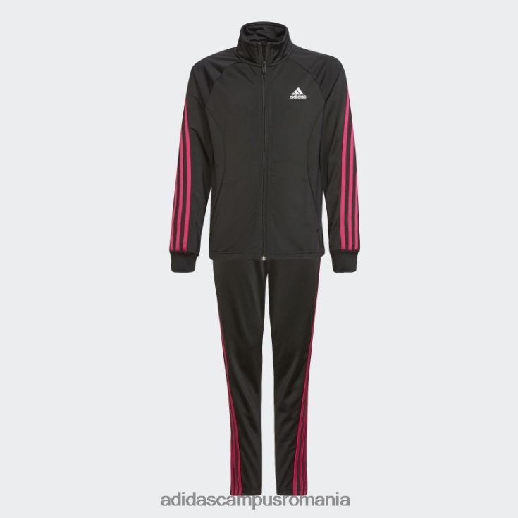 adidas campus romania costum de trening echipa poliester regulat cu 3 dungi negru adidas copii negru/magenta real J266N219290