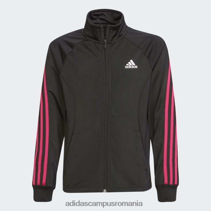 adidas campus romania costum de trening echipa poliester regulat cu 3 dungi negru adidas copii negru/magenta real J266N219290