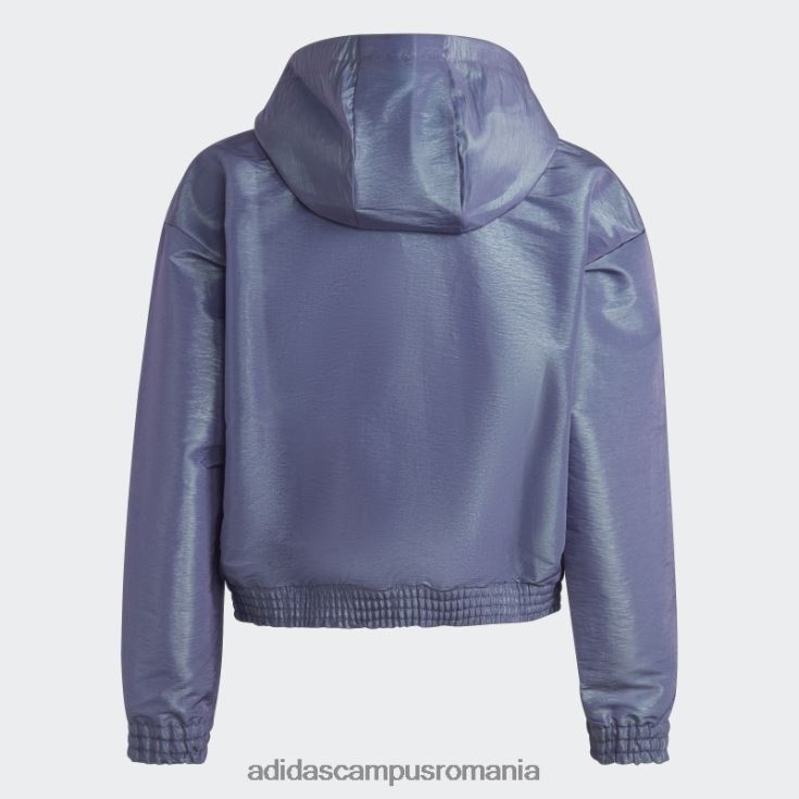 adidas campus romania fashion argintiu dance loose fit țesut cu jumătate de fermoar top cu glugă copii violet/verde/argintiu J266N219180