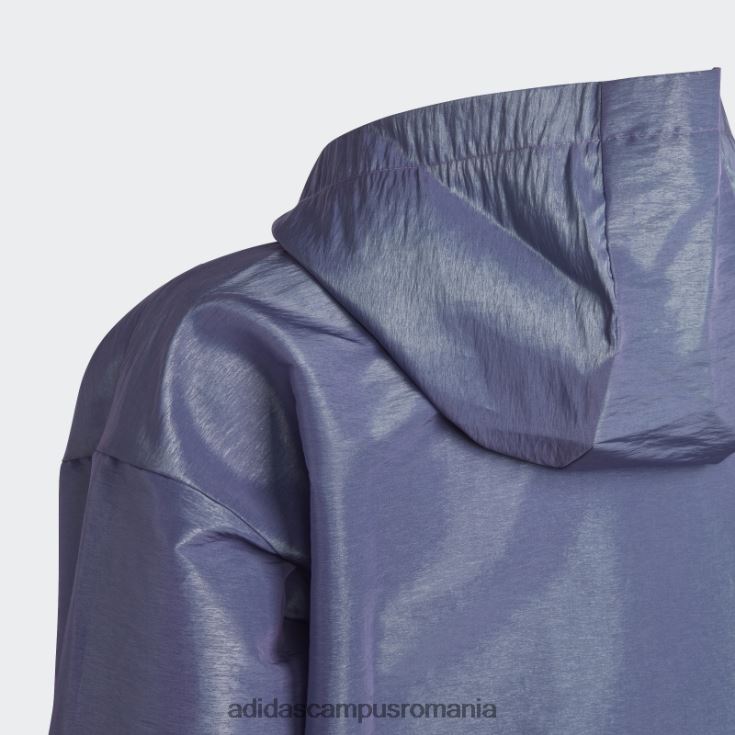 adidas campus romania fashion argintiu dance loose fit țesut cu jumătate de fermoar top cu glugă copii violet/verde/argintiu J266N219180