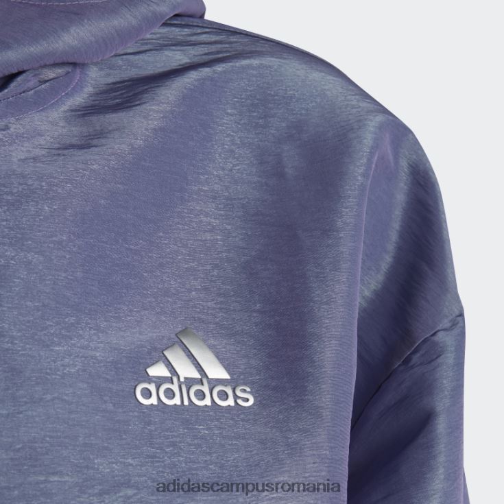 adidas campus romania fashion argintiu dance loose fit țesut cu jumătate de fermoar top cu glugă copii violet/verde/argintiu J266N219180