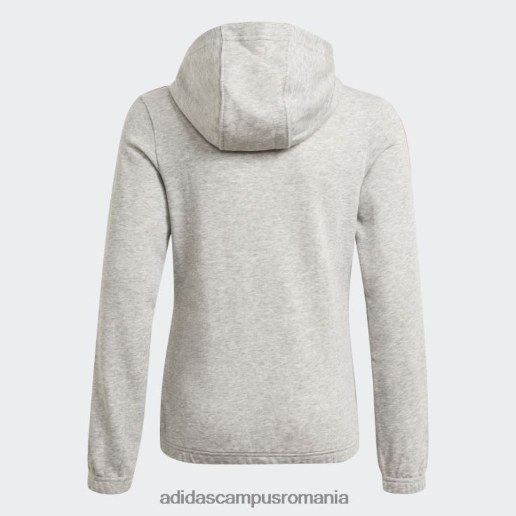 adidas campus romania hanorac cu 3 dungi gri mediu essentials copii trandafir cenușiu mediu/cețos J266N219259