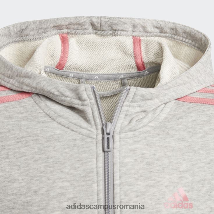 adidas campus romania hanorac cu 3 dungi gri mediu essentials copii trandafir cenușiu mediu/cețos J266N219259