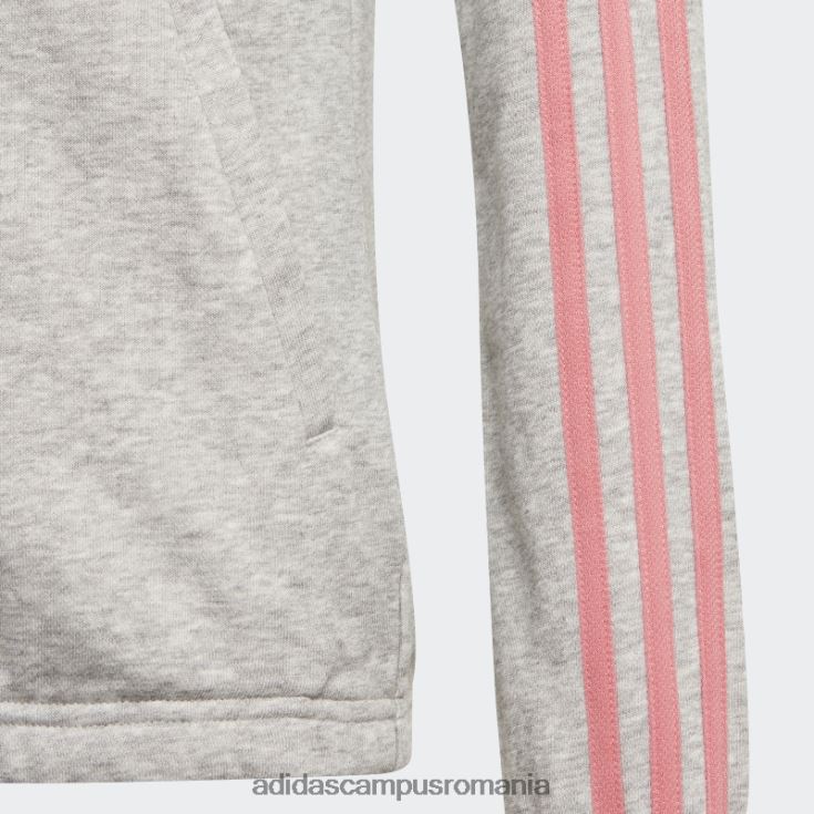 adidas campus romania hanorac cu 3 dungi gri mediu essentials copii trandafir cenușiu mediu/cețos J266N219259