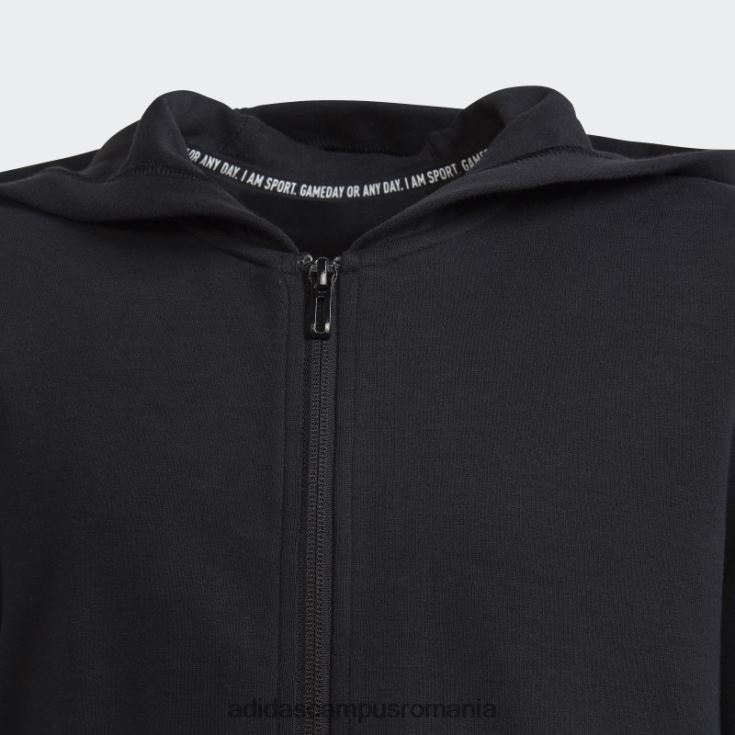 adidas campus romania hanorac cu fermoar complet cu 3 dungi alb copii alb negru J266N218819