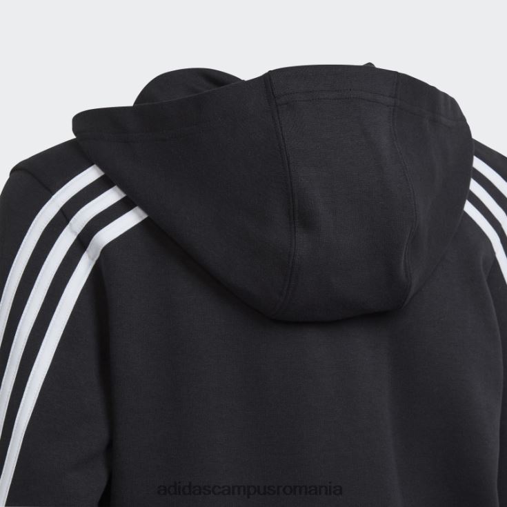 adidas campus romania hanorac cu fermoar complet cu 3 dungi alb copii alb negru J266N218819