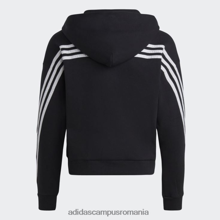 adidas campus romania hanorac cu fermoar complet cu 3 dungi cu iconițe negre de viitor copii alb negru J266N219174