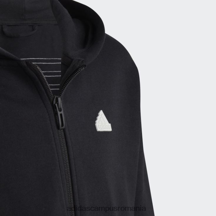 adidas campus romania hanorac cu fermoar complet cu 3 dungi cu iconițe negre de viitor copii alb negru J266N219174