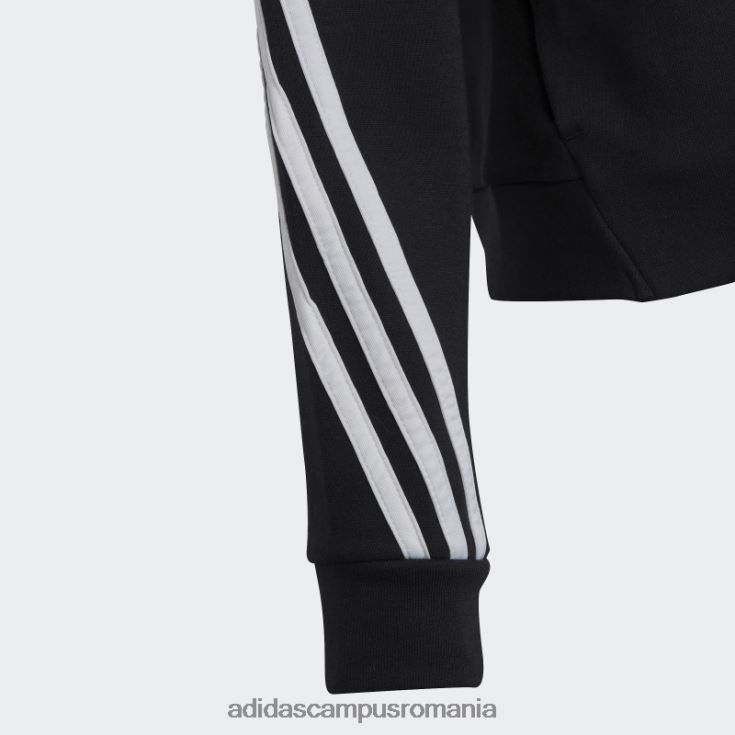 adidas campus romania hanorac cu fermoar complet cu 3 dungi cu iconițe negre de viitor copii alb negru J266N219174