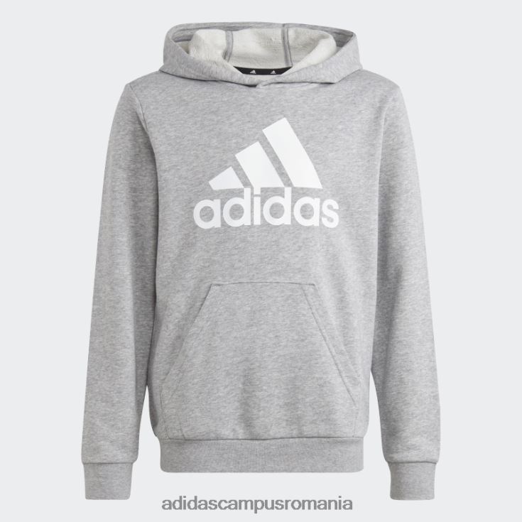 adidas campus romania hanorac din bumbac gri mediu cu logo mare essentials copii gri mediu/alb J266N211837