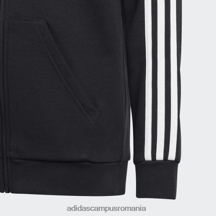 adidas campus romania hanorac din lână cu fermoar complet, alb, cu 3 dungi copii alb negru J266N218517