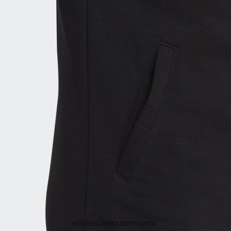 adidas campus romania hanorac negru cu fermoar complet, cu 3 dungi copii alb negru J266N219166