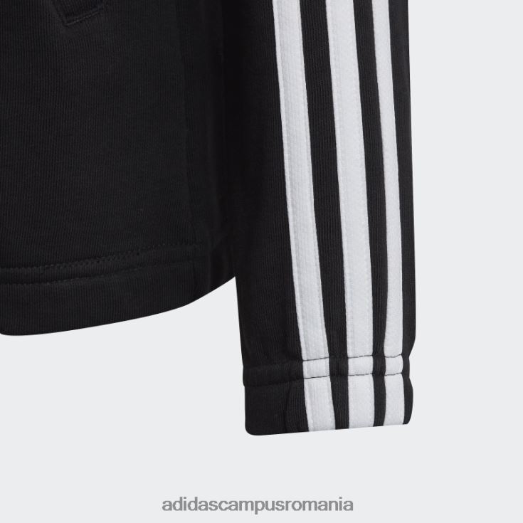 adidas campus romania hanorac negru cu fermoar complet, cu 3 dungi copii alb negru J266N219166