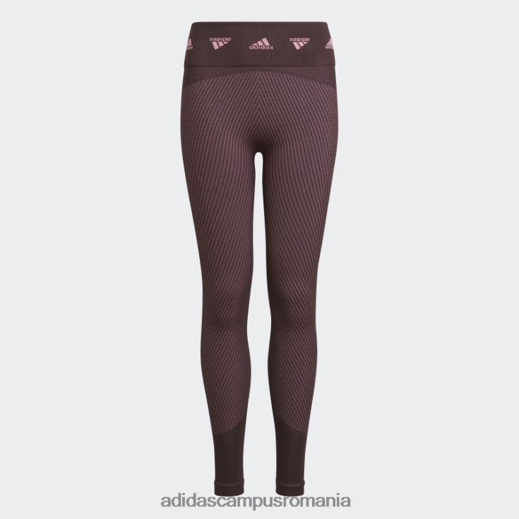 adidas campus romania maroon aeroknit antrenament colanți fără cusături moda copii maro/roz J266N212165