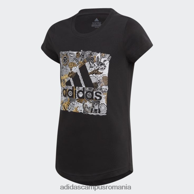 adidas campus romania negru must have insigna doodle de tricou sport copii negru J266N219270