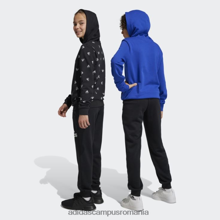 adidas campus romania pantaloni de bumbac cu logo mare, cu potrivire regulată, negri copii alb negru J266N211893