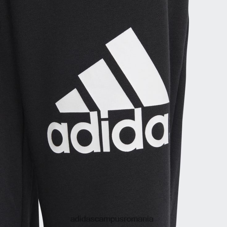 adidas campus romania pantaloni de bumbac cu logo mare, cu potrivire regulată, negri copii alb negru J266N211893