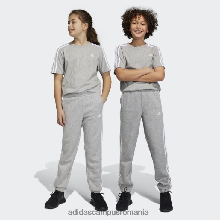 adidas campus romania pantaloni din fleece cu 3 dungi gri mediu essentials copii gri mediu/alb J266N23364