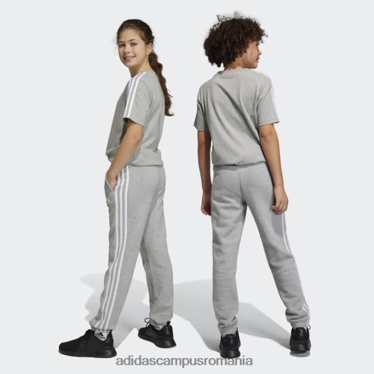 adidas campus romania pantaloni din fleece cu 3 dungi gri mediu essentials copii gri mediu/alb J266N23364