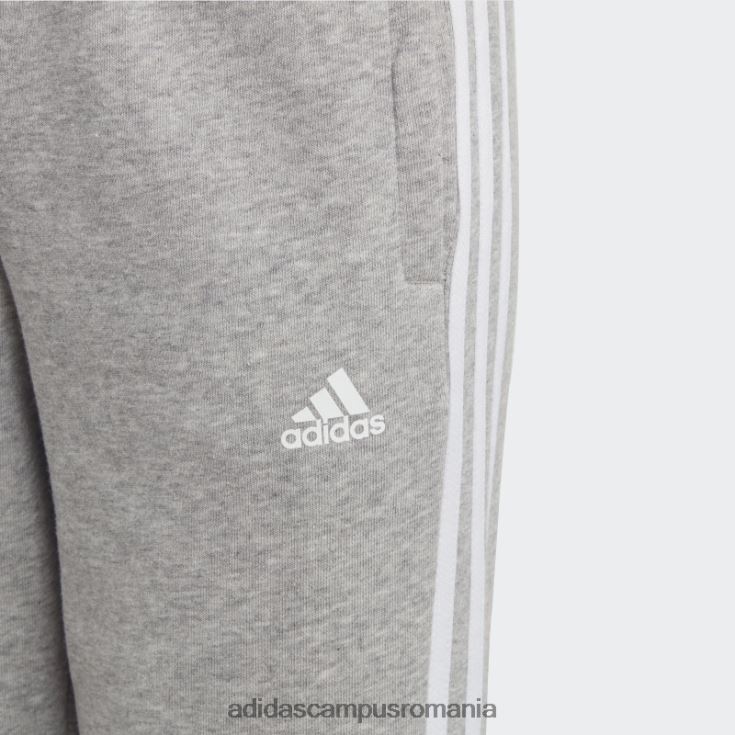 adidas campus romania pantaloni din fleece cu 3 dungi gri mediu essentials copii gri mediu/alb J266N23364