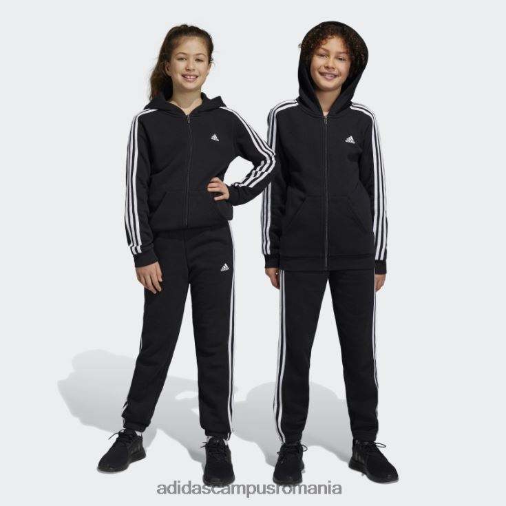 adidas campus romania pantaloni din fleece cu 3 dungi negre copii alb negru J266N23335