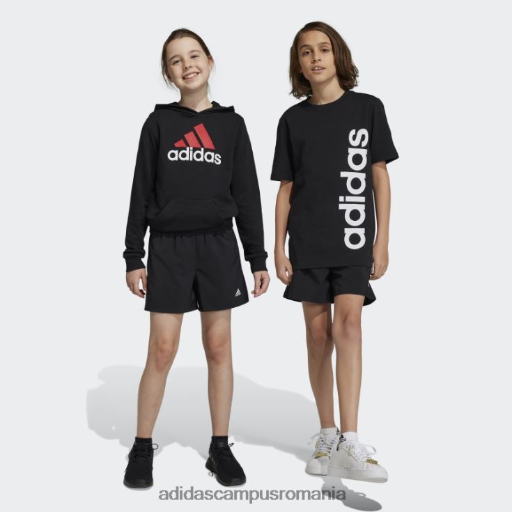 adidas campus romania pantaloni scurți chelsea black essentials cu logo mic copii alb negru J266N23382