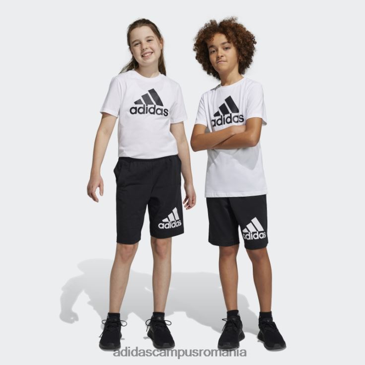 adidas campus romania pantaloni scurți din bumbac black essentials cu logo mare copii alb negru J266N218724