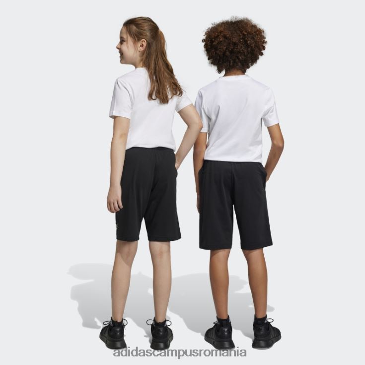 adidas campus romania pantaloni scurți din bumbac black essentials cu logo mare copii alb negru J266N218724