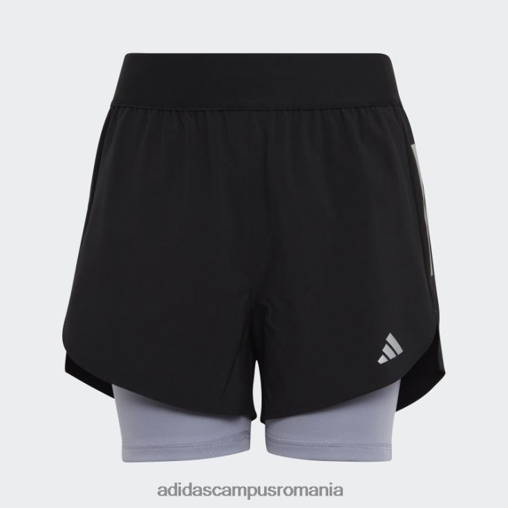 adidas campus romania pantaloni scurți țesuți aeroready doi în unu negru adidas copii negru/argintiu violet/argintiu J266N219170