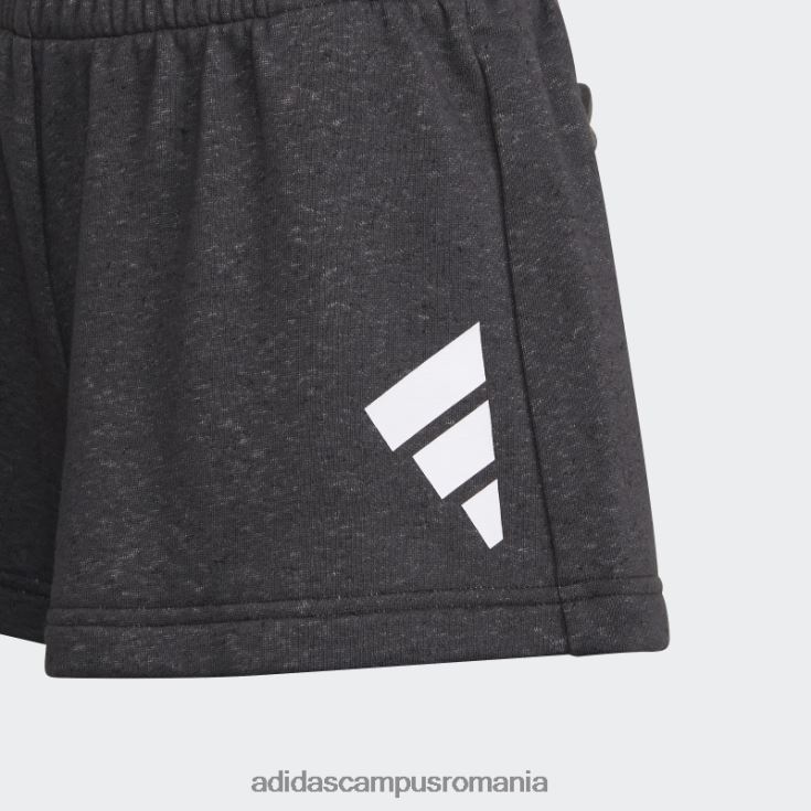 adidas campus romania pantaloni scurți largi din bumbac cu 3 dungi cu iconițe negre ale viitorului adidas copii alb negru J266N219245