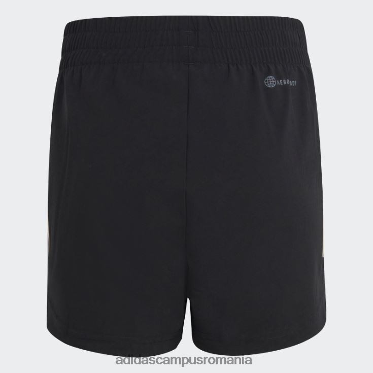 adidas campus romania pantaloni scurți negri de antrenament aeroready cu 3 dungi țesute cu talie înaltă copii alb negru J266N212100
