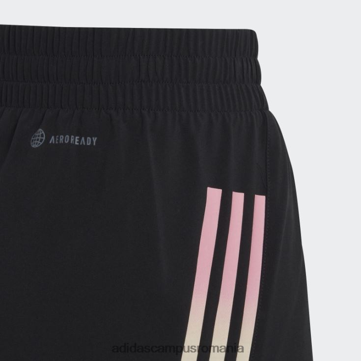 adidas campus romania pantaloni scurți negri de antrenament aeroready cu 3 dungi țesute cu talie înaltă copii alb negru J266N212100