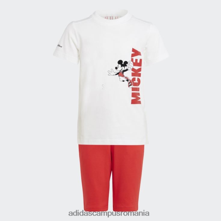 adidas campus romania set alb de vară disney mickey mouse copii alb roșu J266N218821