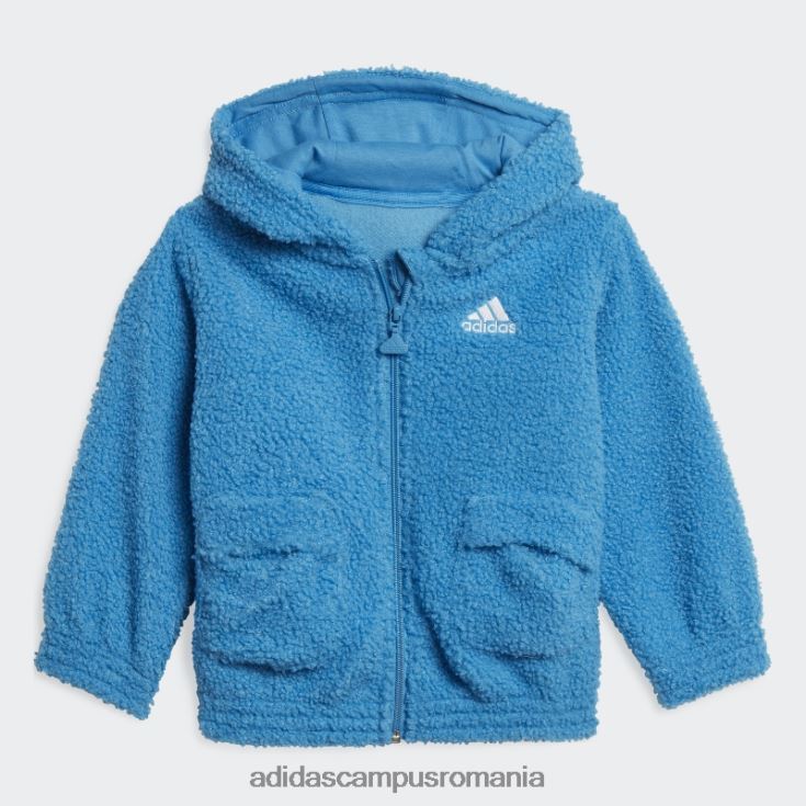 adidas campus romania set de joggeri din fleece teddy cu glugă (gen neutru) albastru adidas copii albastru alb J266N211994