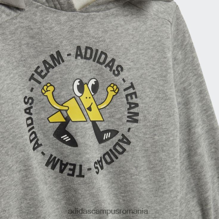 adidas campus romania set de jogging supradimensionat din lână echipa gri mediu (neutru de gen) modă copii gri/galben mediu J266N211979