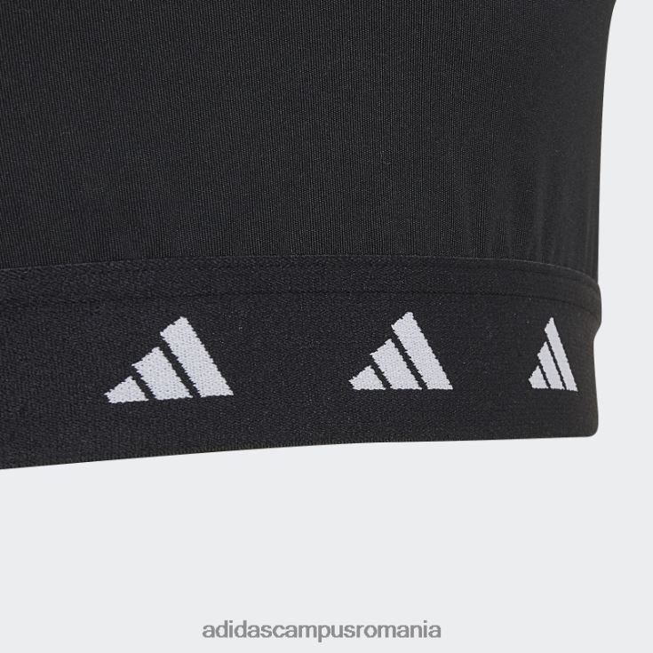 adidas campus romania sutien sport aeroready techfit alb fashion copii alb negru J266N23444