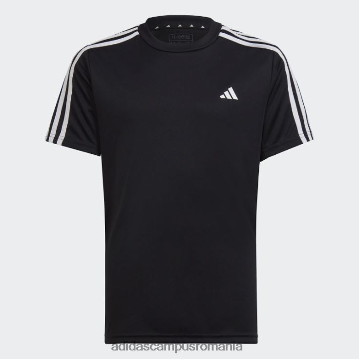 adidas campus romania tren essentials aeroready 3-stripes tricou regulat negru copii alb negru J266N211624