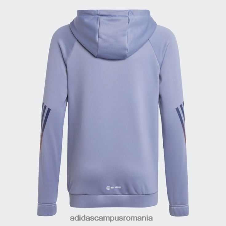 adidas campus romania tren icons aeroready hanorac cu 3 dungi violet argintiu copii argintiu violet/alb/coral/albastru J266N211630