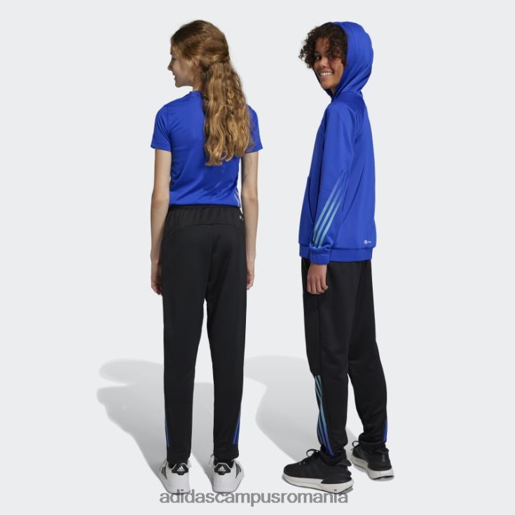 adidas campus romania tren icons aeroready pantaloni de jogging tricotati cu 3 dungi negri copii negru/albastru J266N218554