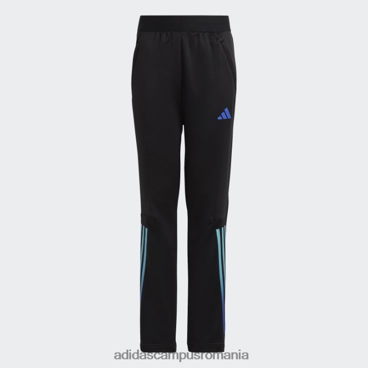adidas campus romania tren icons aeroready pantaloni de jogging tricotati cu 3 dungi negri copii negru/albastru J266N218554