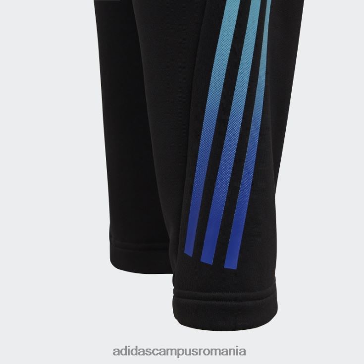 adidas campus romania tren icons aeroready pantaloni de jogging tricotati cu 3 dungi negri copii negru/albastru J266N218554