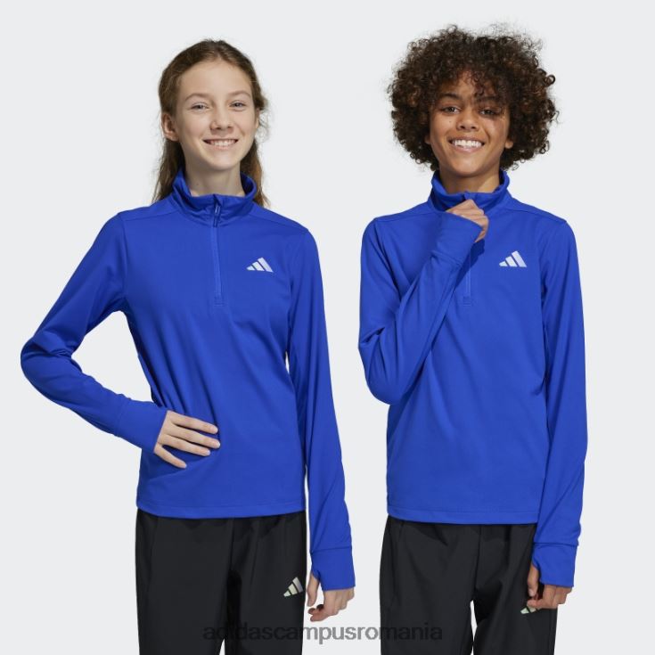 adidas campus romania tricou albastru aeroready cu jumătate de fermoar cu mânecă lungă copii albastru/argintiu J266N218622