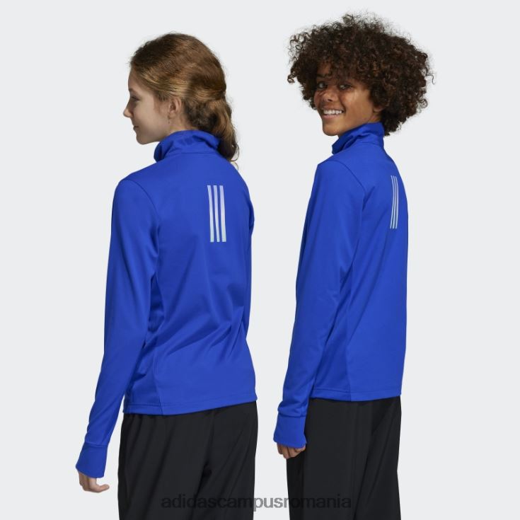 adidas campus romania tricou albastru aeroready cu jumătate de fermoar cu mânecă lungă copii albastru/argintiu J266N218622