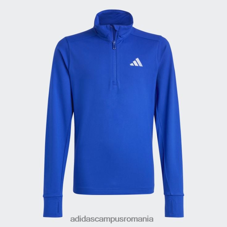 adidas campus romania tricou albastru aeroready cu jumătate de fermoar cu mânecă lungă copii albastru/argintiu J266N218622