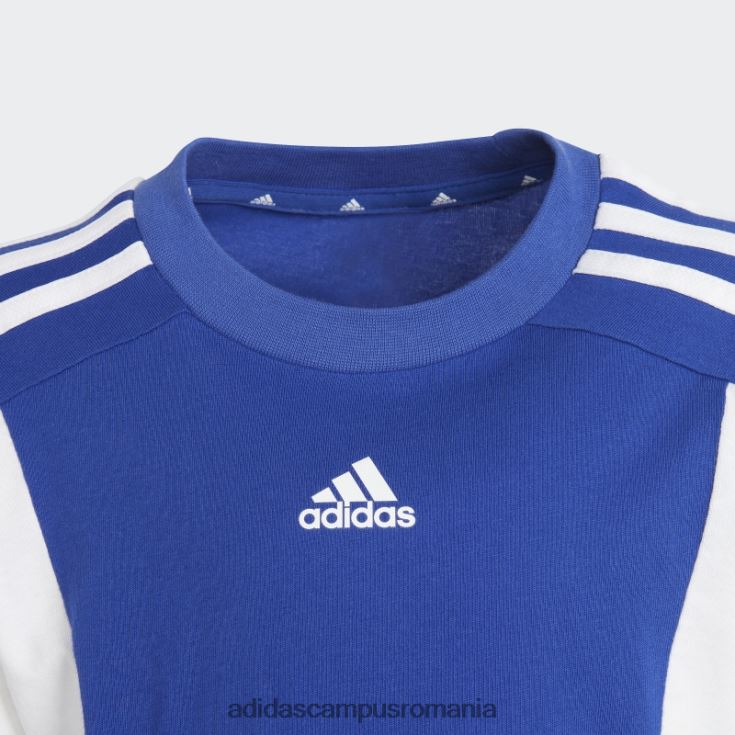 adidas campus romania tricou blue essentials colorblock copii albastru alb J266N211860