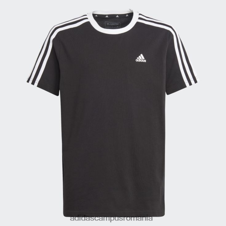 adidas campus romania tricou boyfriend din bumbac cu 3 dungi, negru, cu ajustare largă copii alb negru J266N219199