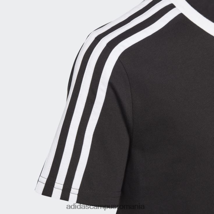 adidas campus romania tricou boyfriend din bumbac cu 3 dungi, negru, cu ajustare largă copii alb negru J266N219199