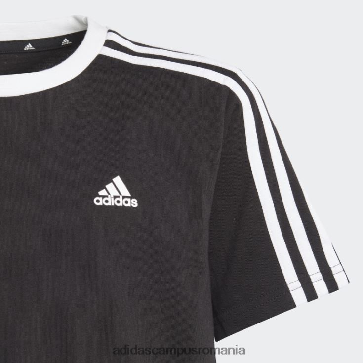 adidas campus romania tricou boyfriend din bumbac cu 3 dungi, negru, cu ajustare largă copii alb negru J266N219199