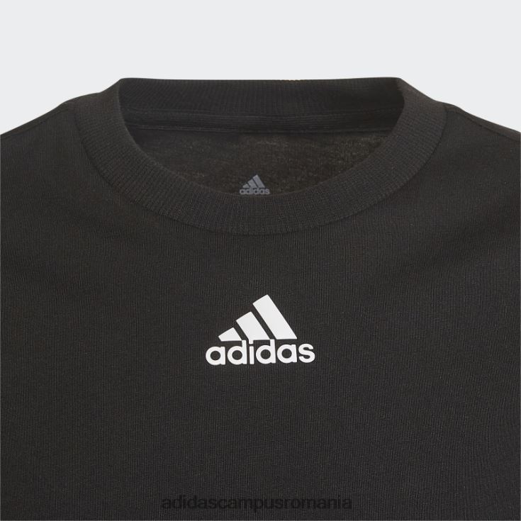 adidas campus romania tricou cu 3 dungi cu icoane viitoare negre copii alb negru J266N23803